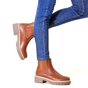 (S-FA333)  Hawkwell Women's Slip On Chunky Heel Ankle Chelsea Boot Sz 9